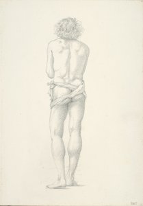 立っている男性ヌードの背面図 作： Sir Edward Burne Jones
