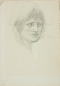垂れ下がった頭、右を向いた目 作： Sir Edward Burne Jones