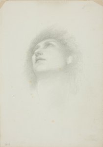 顔を上に向けた女性の頭 作： Sir Edward Burne Jones