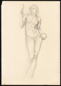 右手に鏡を持つ裸の女性像 作： Sir Edward Burne Jones
