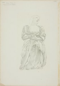 ひざまずく女性像の反射、ヴィーナスの鏡のための習作 作： Sir Edward Burne Jones