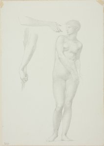 立っている女性の裸体と腕のスケッチ 作： Sir Edward Burne Jones