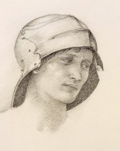 帽子をかぶった女性、スケッチブックのディテール、1880 年代。 作： Sir Edward Burne Jones