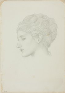 左横顔の女性の頭部 作： Sir Edward Burne Jones