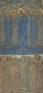 キリストの昇天 使徒行伝 I、1-9: ステンドグラスの窓の習作、約 1875-84。 作： Sir Edward Coley Burne Jones