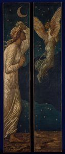 キューピッドとプシュケ - 宮殿の緑の壁画 - プシュケから飛び立つキューピッド、1881年。 作： Sir Edward Coley Burne Jones