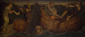 キューピッドとプシュケ - 宮殿の緑の壁画 - 1881 年、ステュクスの渡し守にコインを渡すプシュケ。