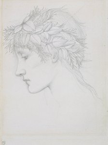 「葉を冠した頭」、1897年。 作： Sir Edward Coley Burne Jones