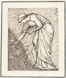 花を摘む女性 作： Sir Edward Coley Burne Jones