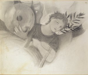 創造の時代の頭の研究、c1871-1875 作： Sir Edward Coley Burne Jones