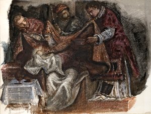 1862年、サン・ロッコ大スクオーラでのティントレットの割礼の習作 作： Sir Edward Coley Burne Jones