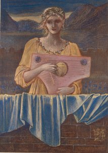 楽器を持った女性の習作、1895年 作： Sir Edward Coley Burne Jones