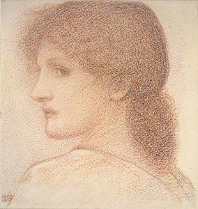 左を向いた女性の頭の習作、1886年 作： Sir Edward Coley Burne Jones