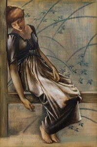 ブライアー ローズ シリーズ - 「ガーデン コート」の習作、1889 年。 作： Sir Edward Coley Burne Jones