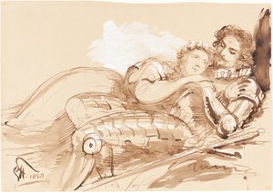 甲冑騎士に抱かれた乙女 作： Sir George Hayter