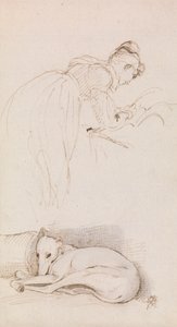 女性とグレイハウンドの研究 作： Sir George Hayter