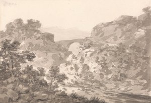 川に架かる橋、北ウェールズ 作： Sir George Howland Beaumont seventh Baronet