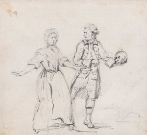 頭蓋骨を持つ 2 つの図 作： Sir George Howland Beaumont seventh Baronet
