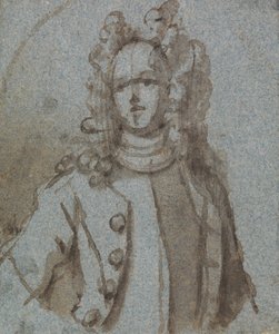 Retrato de um homem usando uma peruca de fundo completo