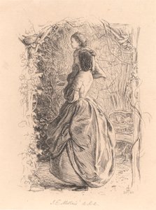 幸せな春の時間。 巣の中の鳥を見ている女性と子供。 作： Sir John Everett Millais