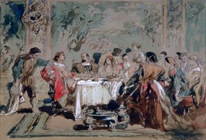 「ルセンティオの家での宴会」、1859 年 作： Sir John Gilbert