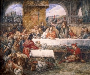 セドリックのトースト」、1859年。    作： Sir John Gilbert