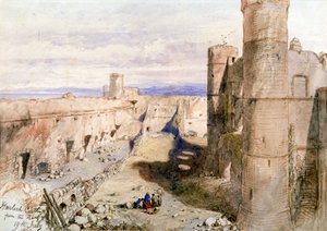 「城壁から見たハーレック城」、1850年