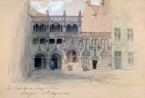 「神の血のチャペル、ブルージュ」、1846 作： Sir John Gilbert