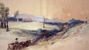 「馬車のある風景」、1883年。 作： Sir John Gilbert