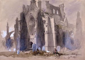 「メルローズ修道院」、1845 作： Sir John Gilbert