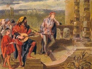 ミュージシャンはヴェローナの2人の紳士で歌う：第4幕シーンII、c1875 作： Sir John Gilbert