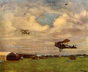 「1918 年の飛行場」、1944 年。 作： Sir John Lavery