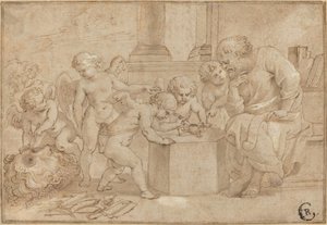 Putti が目を解剖している老人 作： Sir Peter Paul Rubens