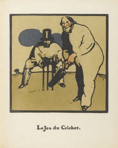クリケットゲーム。 Almanach de Douze Sports、1898から 作： Sir William Nicholson