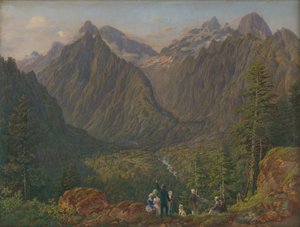 数字のあるタトラの風景、1855 作： Slovakian School
