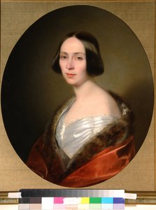 ルイーズ・トロフィモヴナ・ゴリツィナ伯爵夫人の肖像 (1810-1887)、ニー・バラノヴァ - サンドール・コジナ (1808-1873) による絵画、キャンバスに油彩 (68x55 cm)、1840 年初頭 - ルイーズ・トロフィモヴナ・ゴリツィナ伯爵夫人の肖像、シャンドル・コジナによるキャンバスに油彩、 1840年代前半）S 作： Sándor Kozina