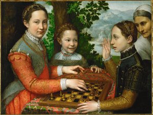 画家の3人の姉妹と使用人を巻き込んだチェスゲーム 作： ソフォニスバアンギッソラ