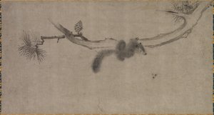 松の枝にとまるリス、1500 年代。 作： Song Tian