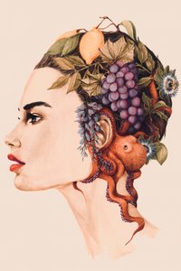 シュールな女性のタコの肖像画