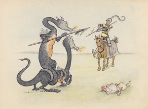 S Rosamond Praegerによる『Little Twin Dragons』のイラスト（カラーリトグラフ）