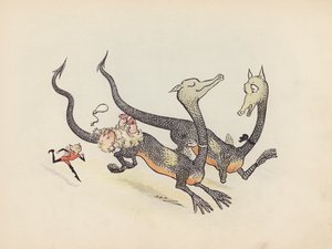 S Rosamond Praegerによる『Little Twin Dragons』のイラスト（カラーリトグラフ）