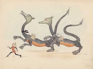 S Rosamond Praegerによる『Little Twin Dragons』のイラスト（カラーリトグラフ）