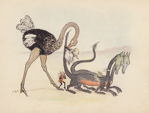 S Rosamond Praegerによる『Little Twin Dragons』のイラスト（カラーリトグラフ）