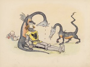S Rosamond Praegerによる『Little Twin Dragons』のイラスト（カラーリトグラフ）