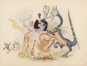 S Rosamond Praegerによる『Little Twin Dragons』のイラスト（カラーリトグラフ）