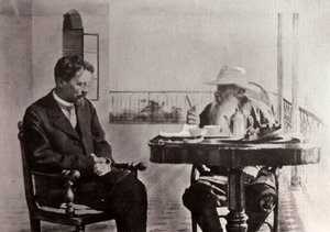 レオトルストイとアントンチェーホフ、ロシアの作家、1902年 作： Sophia Andreevna Tolstaya