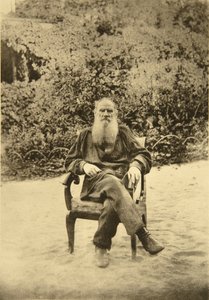 ロシアの作家レオトルストイ、ヤスナヤポリアナ、ロシアのトゥーラ近郊、1890年代 作： Sophia Andreevna Tolstaya