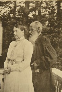 ロシアの作家レオトルストイと彼の妻、ソフィア、ロシア、1890年代。 作： Sophia Andreevna Tolstaya