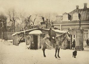 馬に乗ったロシアの作家レオトルストイ、モスクワ、ロシア、1900年代 作： Sophia Andreevna Tolstaya