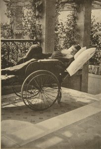 ロシアの作家レオトルストイがガスプラ、クリミア、ロシア、1902年に回復中。 作： Sophia Andreevna Tolstaya